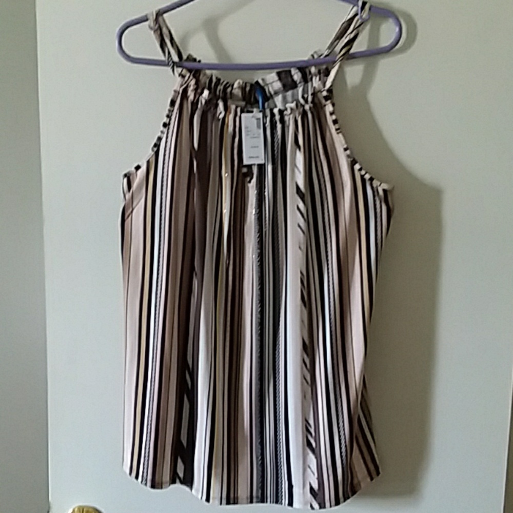 Avenue Brown/Tan/White Tank Top